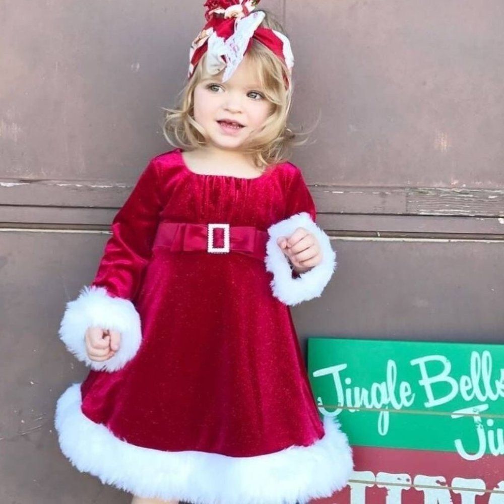 Newberry Velour Faux Fur Santa Christmas Dress